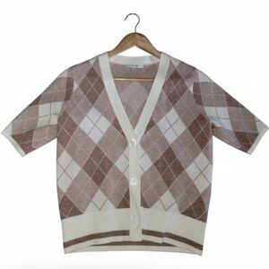 Sioni Argyle Sweater in Brown and Cream